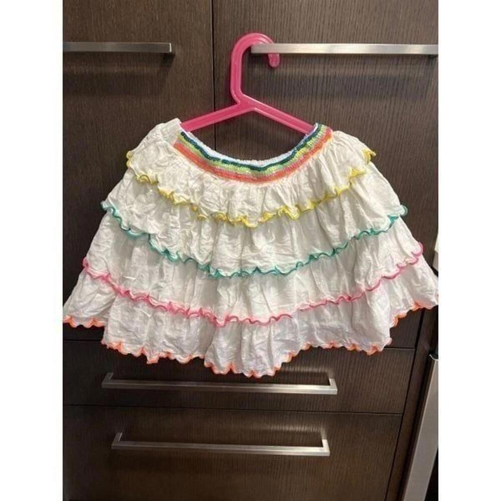 Mini Boden Tutu Tiered Ruffle Dress Neon Trim 9-10 $64
